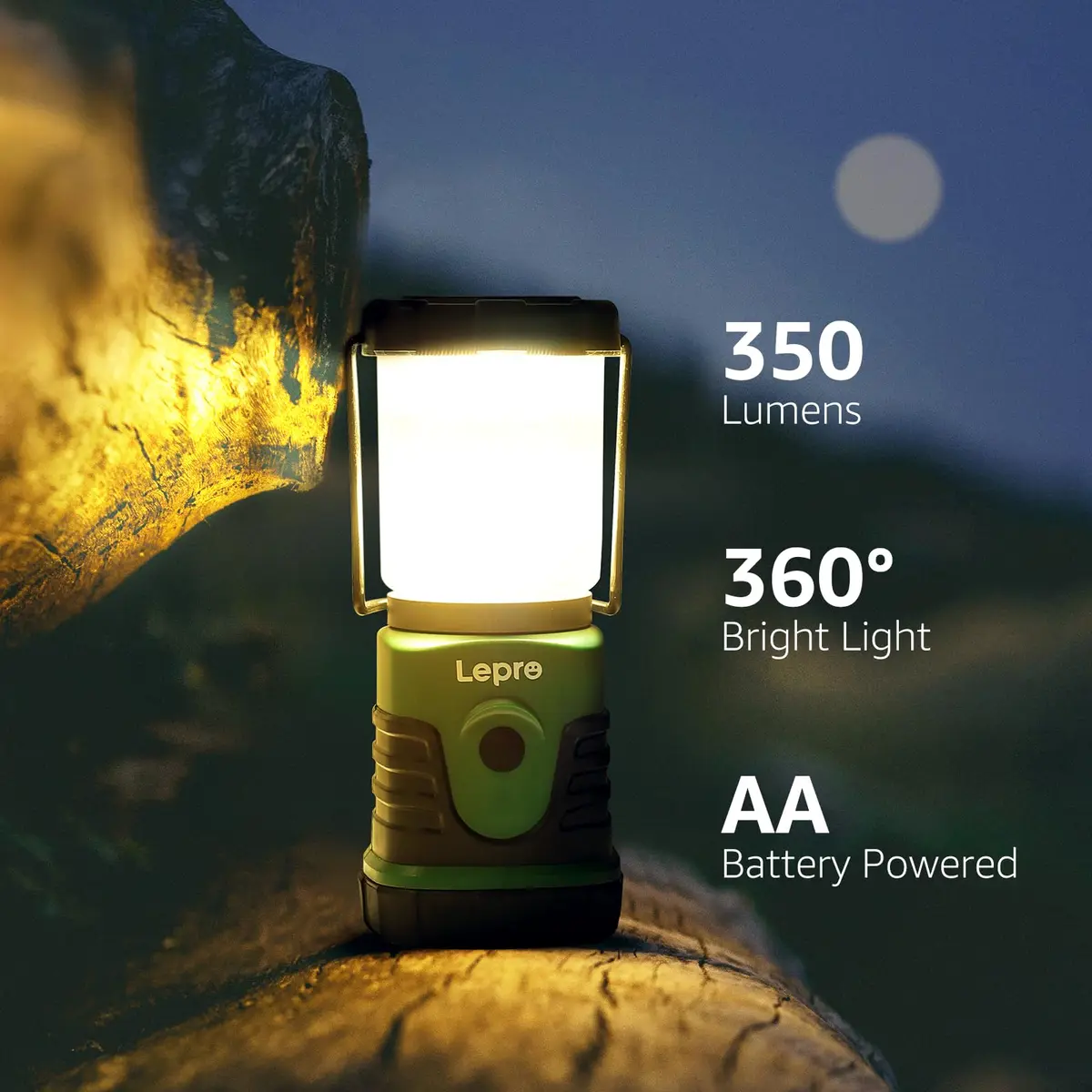 Lepro LED Camping Lantern, Mini Camping Lantern, 350LM, 4 Light Modes, 3 AA Battery Powered | Bright, Portable & Water-Resistant - view 2