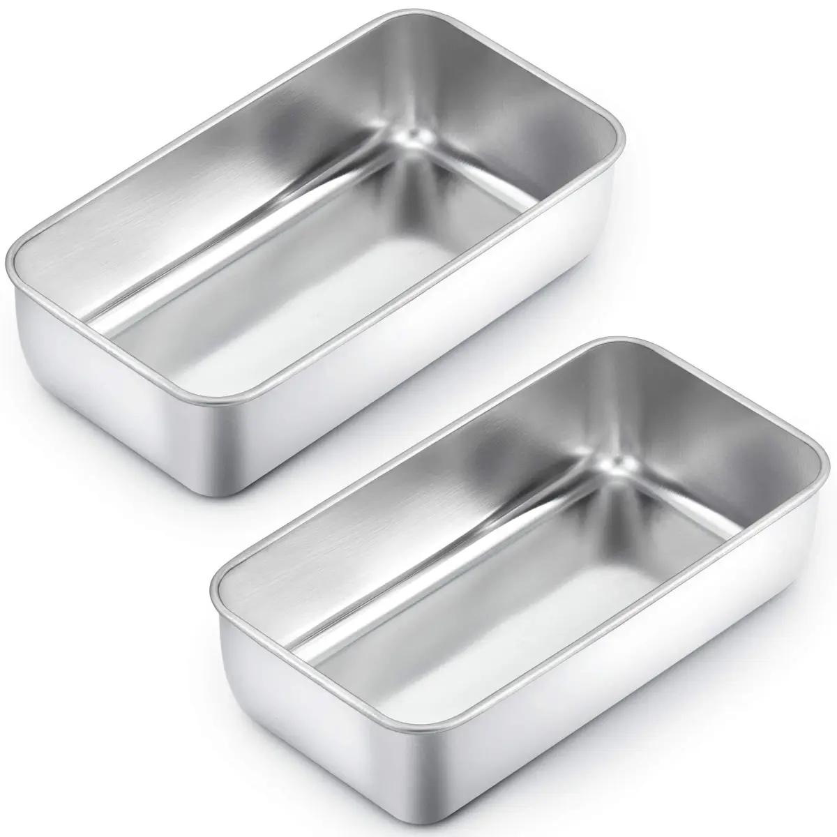 TeamFar Stainless Steel Loaf Pans for Baking Bread, 9.25 x 5 Inch (2-Pack) | Healthy, Non-Toxic, Oven-Safe Baking - main product image