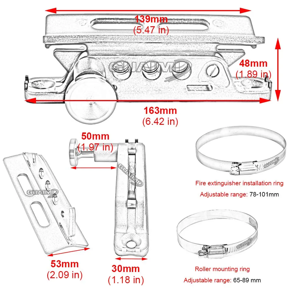 BarBaren Fire Extinguisher Mount Holder Adjustable for Jeep Wrangler TJ JK JKU JL UTVs Polaris RZR Ranger | Stainless Steel, Fire Safety - view 4