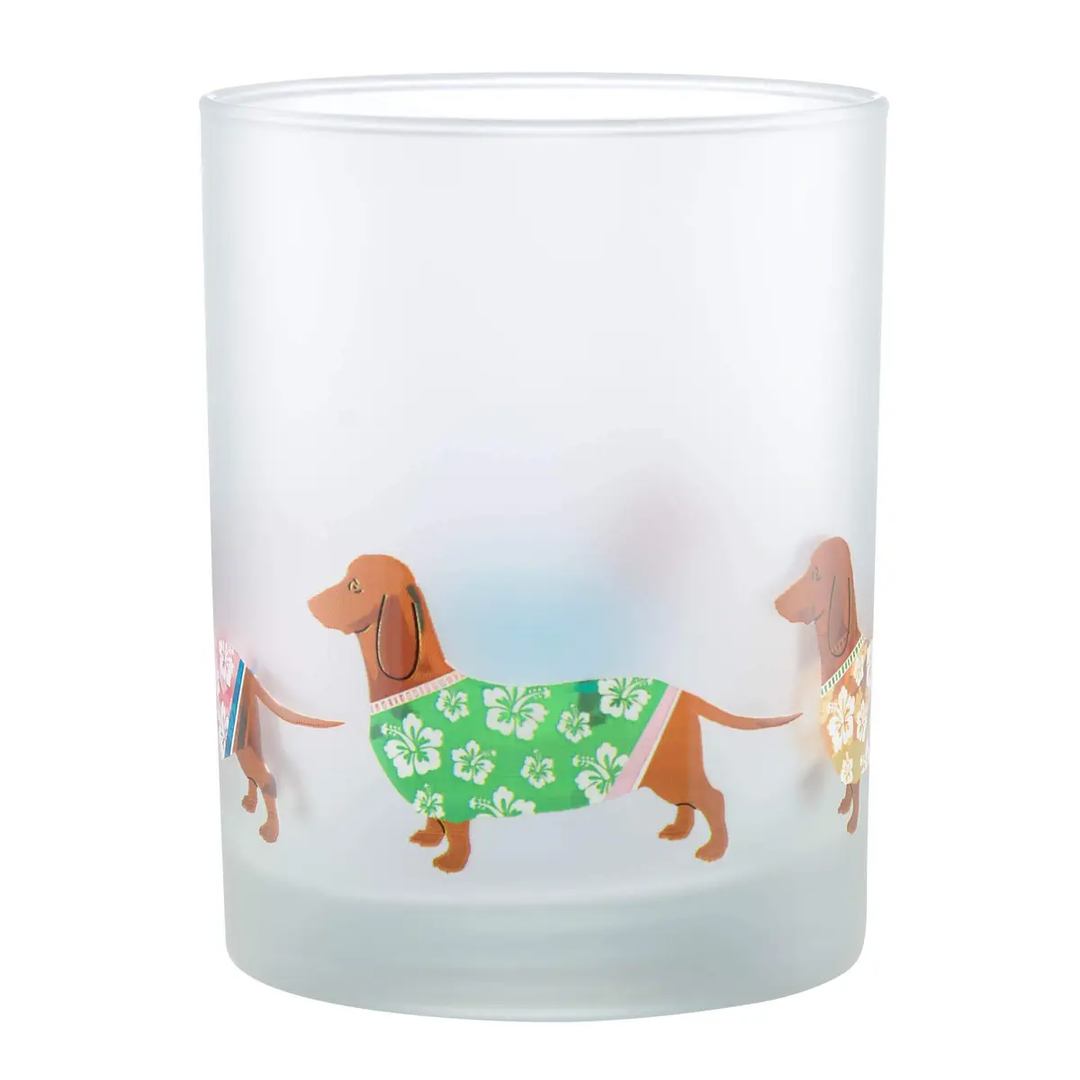 Culver Tropical Frosted Double Old Fashioned Glasses, 13.5-Ounce | Vibrant Frosted Design, Made in USA - view 2