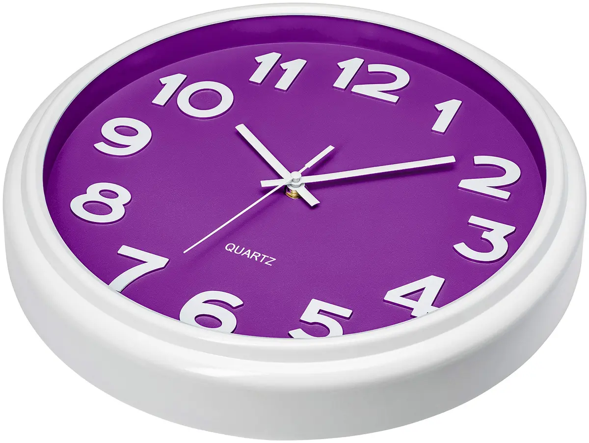 Bernhard Products Large 12.5 Inch Purple Wall Clock with Sweep Movement, Quartz Analog Display, Plastic Case, Metal Hands, Battery Operated - view 2
