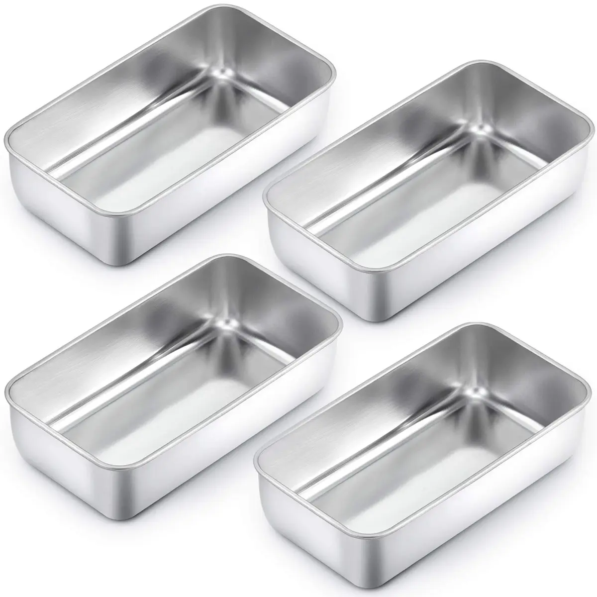 TeamFar Stainless Steel Loaf Pan Set of 4 | 23cm x 13cm x 6.4cm (9.25" x 5" x 2.5") - main product image