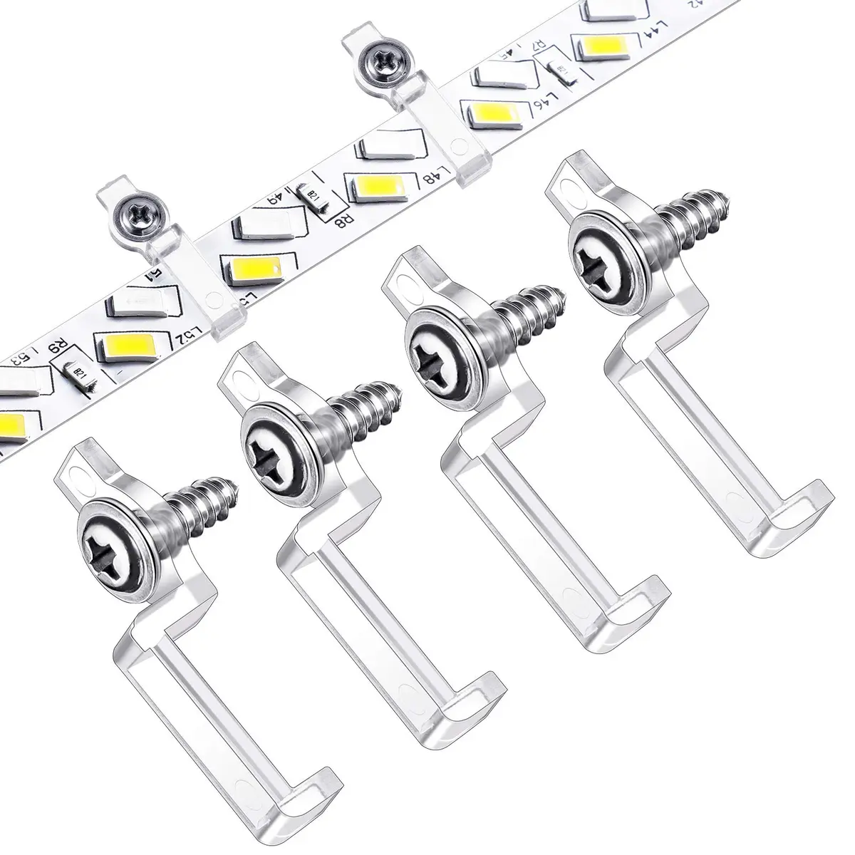 Mudder 200 Pcs LED Strip Light Clips Mounting Brackets | Easy Install, High Temp Resistant, Fire Retardant - main product image