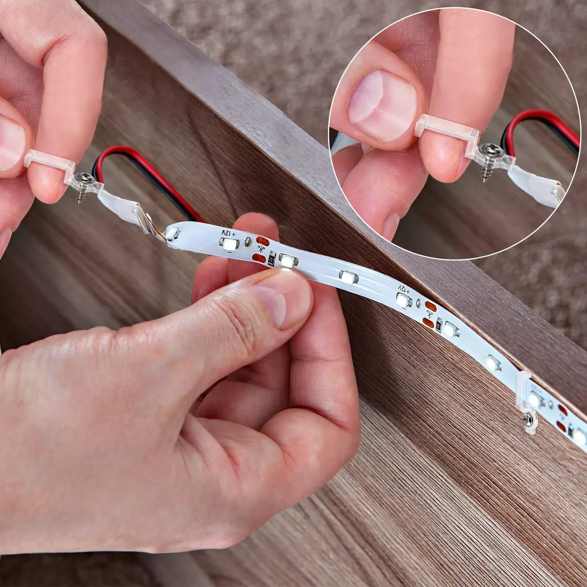 Mudder 200 Pcs LED Strip Light Clips Mounting Brackets | Easy Install, High Temp Resistant, Fire Retardant - view 4