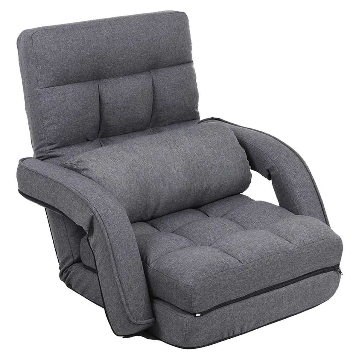 FLOGUOR Indoor Floor Gaming Chair with Back Support, 14-Position Folding Lazy Sofa, Grey | Adjustable Lounge for Living Room & Bedroom - main product image