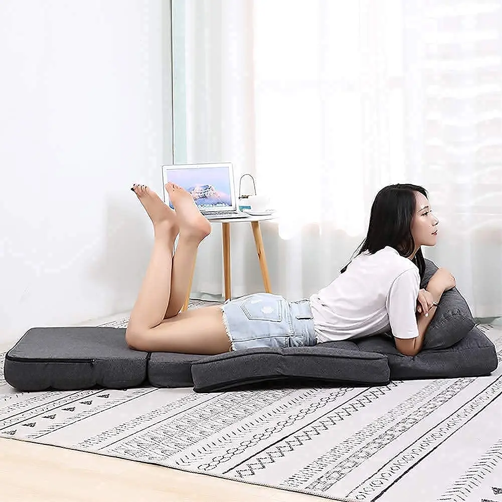 FLOGUOR Indoor Floor Gaming Chair with Back Support, 14-Position Folding Lazy Sofa, Grey | Adjustable Lounge for Living Room & Bedroom - view 4