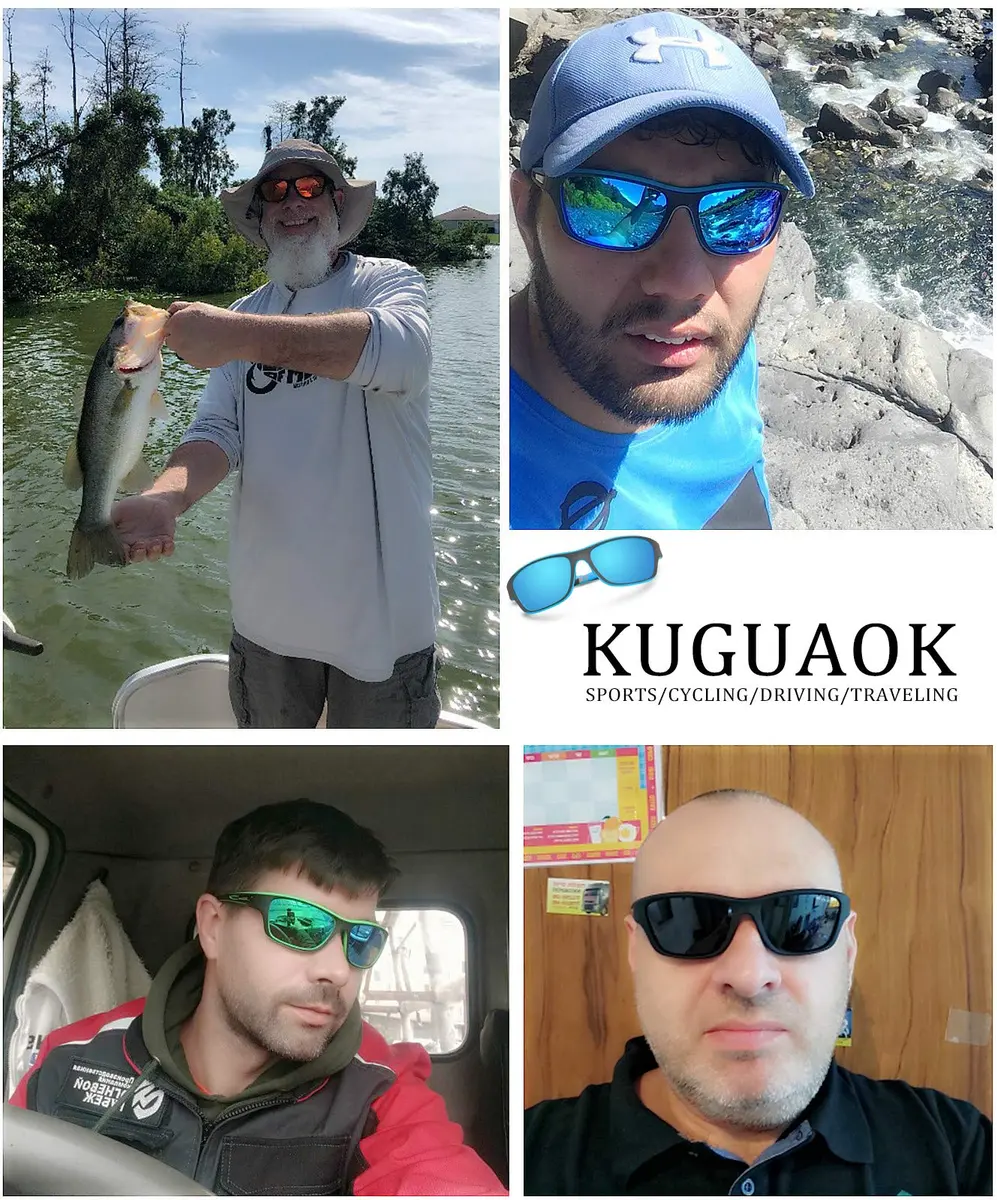 KUGUAOK Polarized Sports Sunglasses for Men Driving Cycling Fishing | UV 100% Protection, Lightweight Fit - view 3