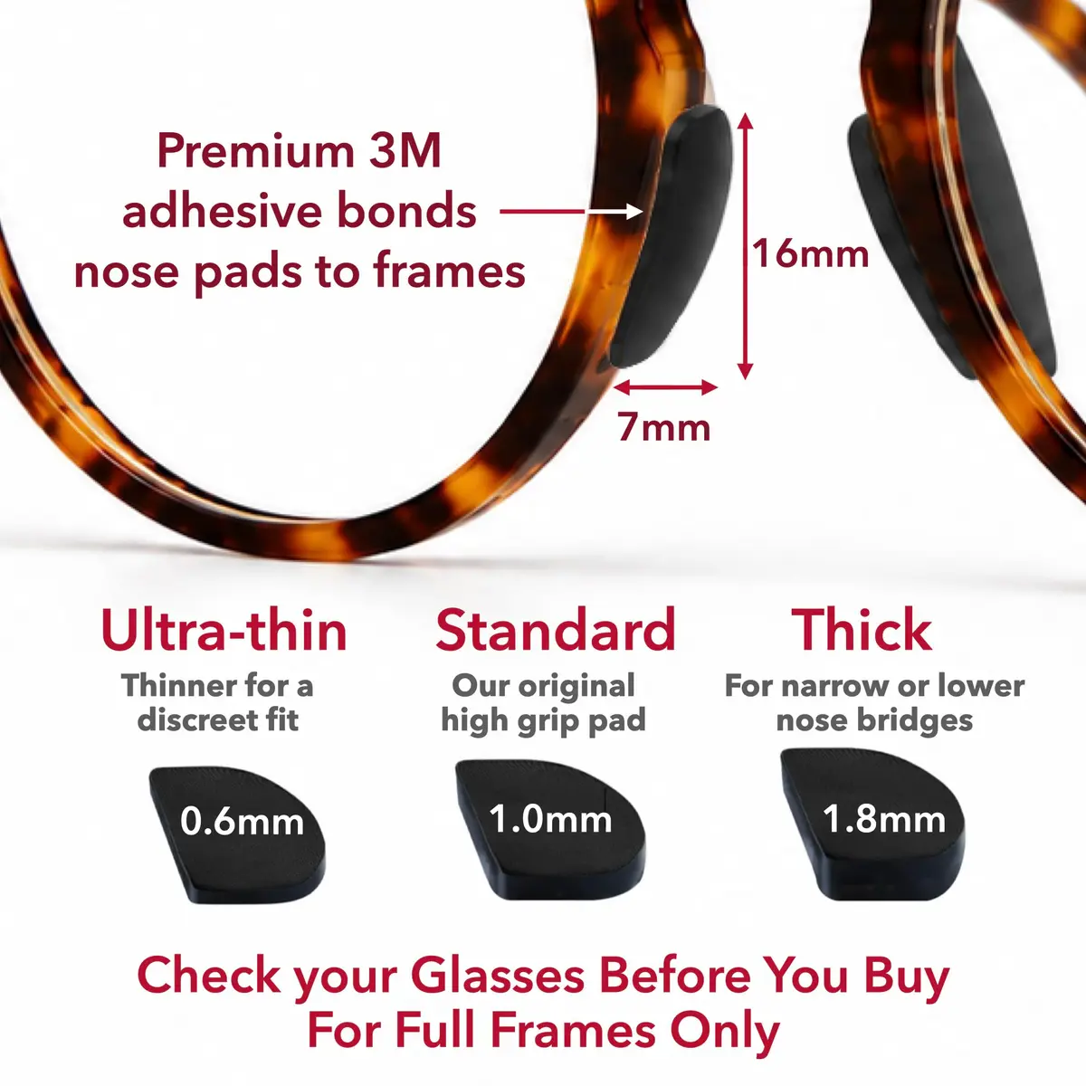 Setex Gecko Grip 1.0mm Anti Slip Nose Pads for Glasses, 5 Pair, Black | Gecko-Inspired Microfiber Grip for Plastic Frames - view 4