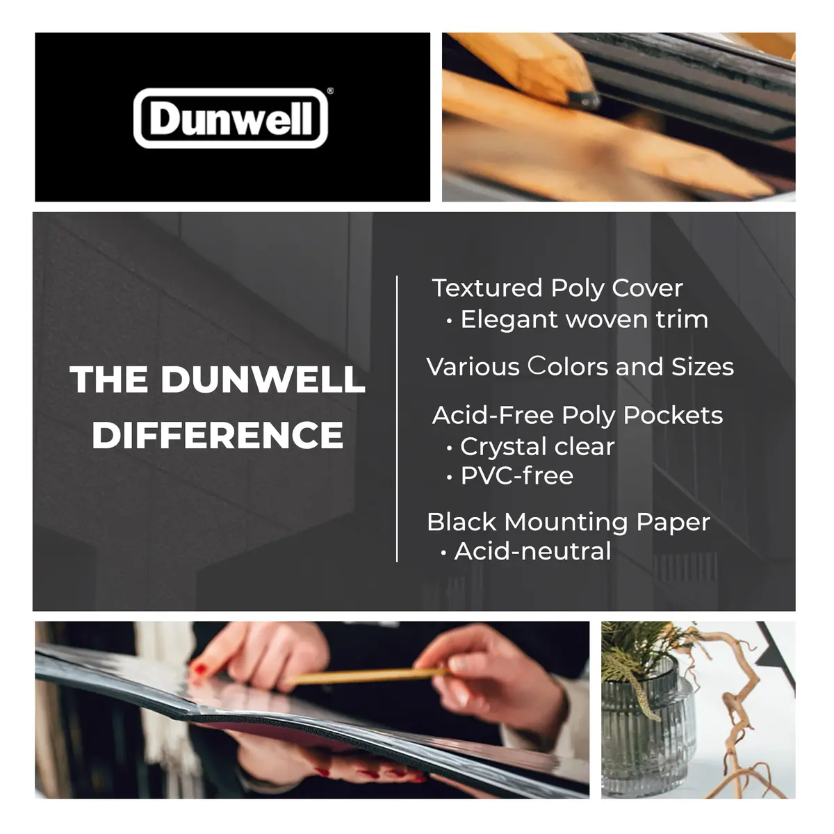 Dunwell 11x17 Art Portfolio Binder with 24 Sleeves and Black Mounting Paper | Displays 48 Pages - view 8