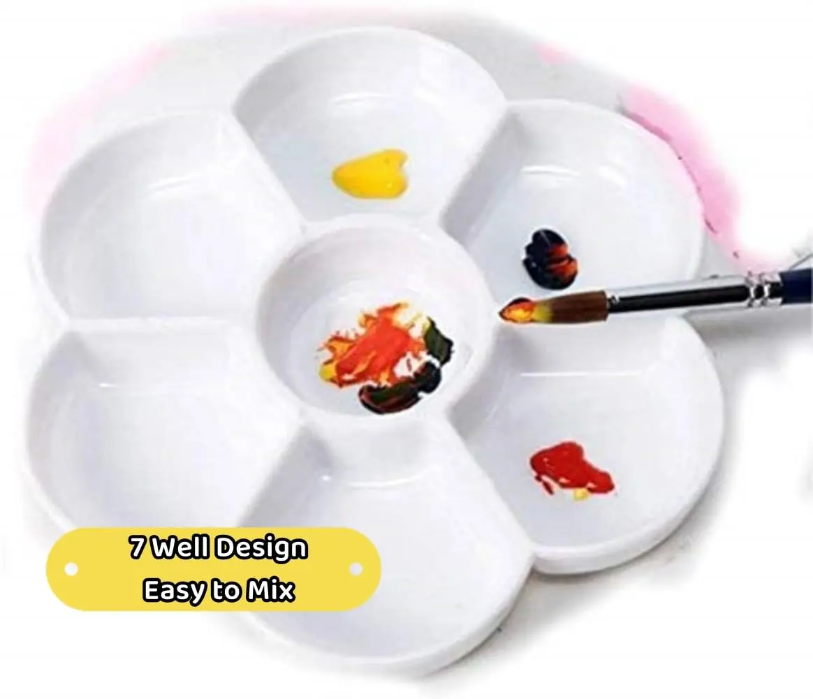 N / A Porcelain Watercolor Paint Palette Tray Water Color Palletes Washable Paint Ceramic Paint Palette for Artist Watercolor Painting (3'') | 7 Wells Classical Design - view 2