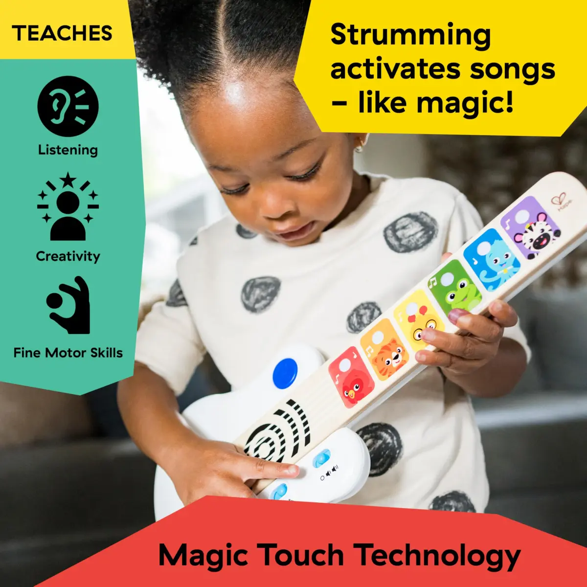 Baby Einstein Strum Along Songs Magic Touch Wooden Guitar 12mo+ | Montessori Musical Learning Toy with Lights - view 3