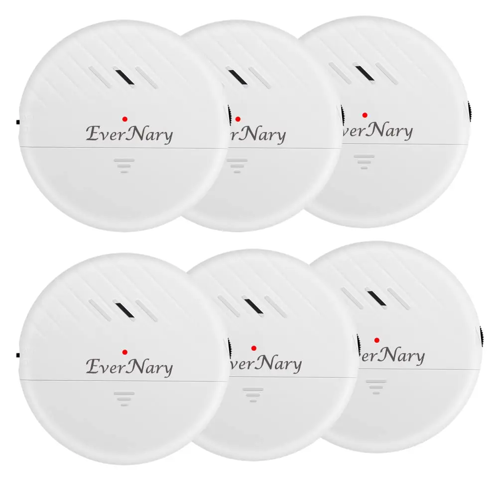 EverNary White 6-Pack 125dB Loud Ultra-Slim Vibration Window Alarm | Vibration Sensor for Home Security - main product image