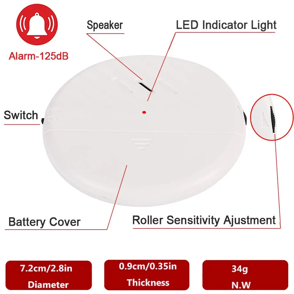 EverNary White 6-Pack 125dB Loud Ultra-Slim Vibration Window Alarm | Vibration Sensor for Home Security - view 5