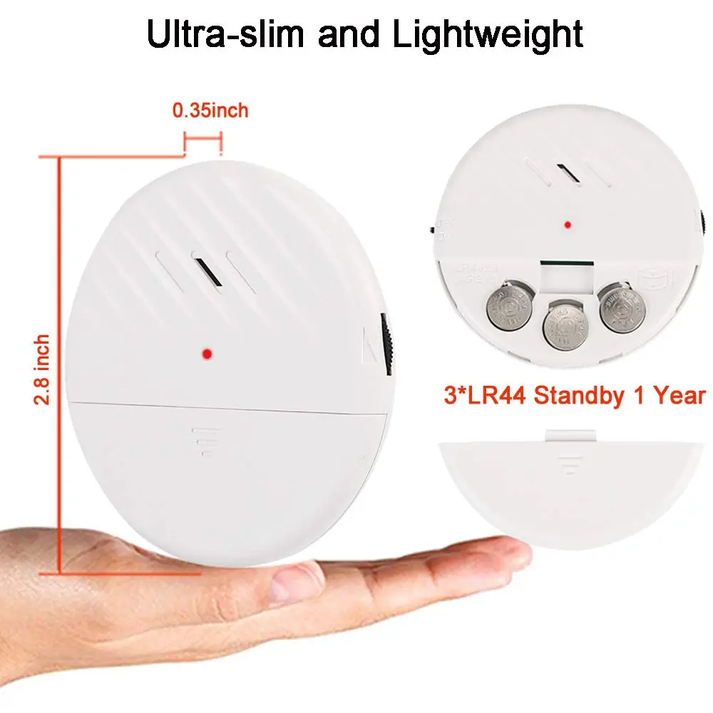 EverNary White 6-Pack 125dB Loud Ultra-Slim Vibration Window Alarm | Vibration Sensor for Home Security - view 2