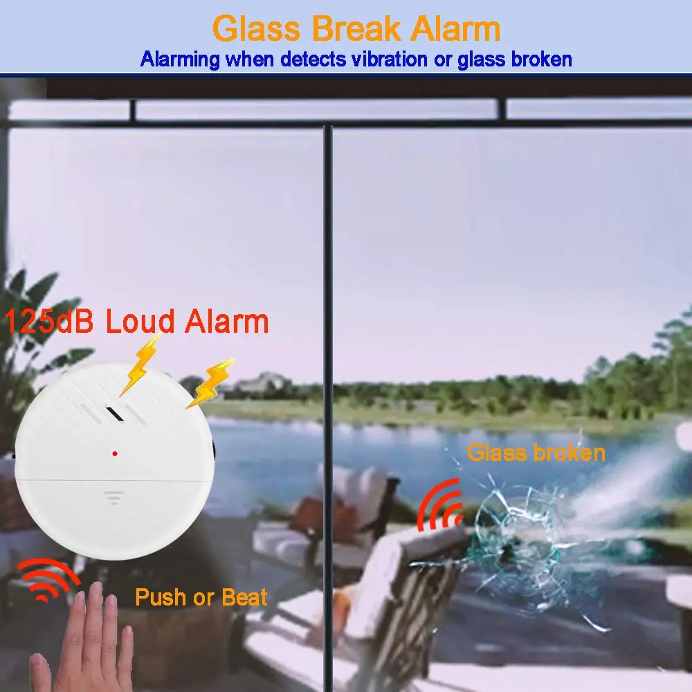 EverNary White 6-Pack 125dB Loud Ultra-Slim Vibration Window Alarm | Vibration Sensor for Home Security - view 3