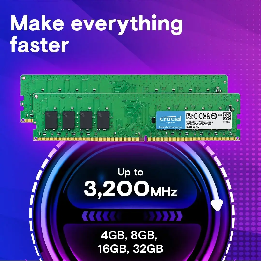 Crucial 32GB DDR4 RAM Kit (2x16GB) 3200MHz UDIMM 288-Pin | Boosts System Performance - view 2