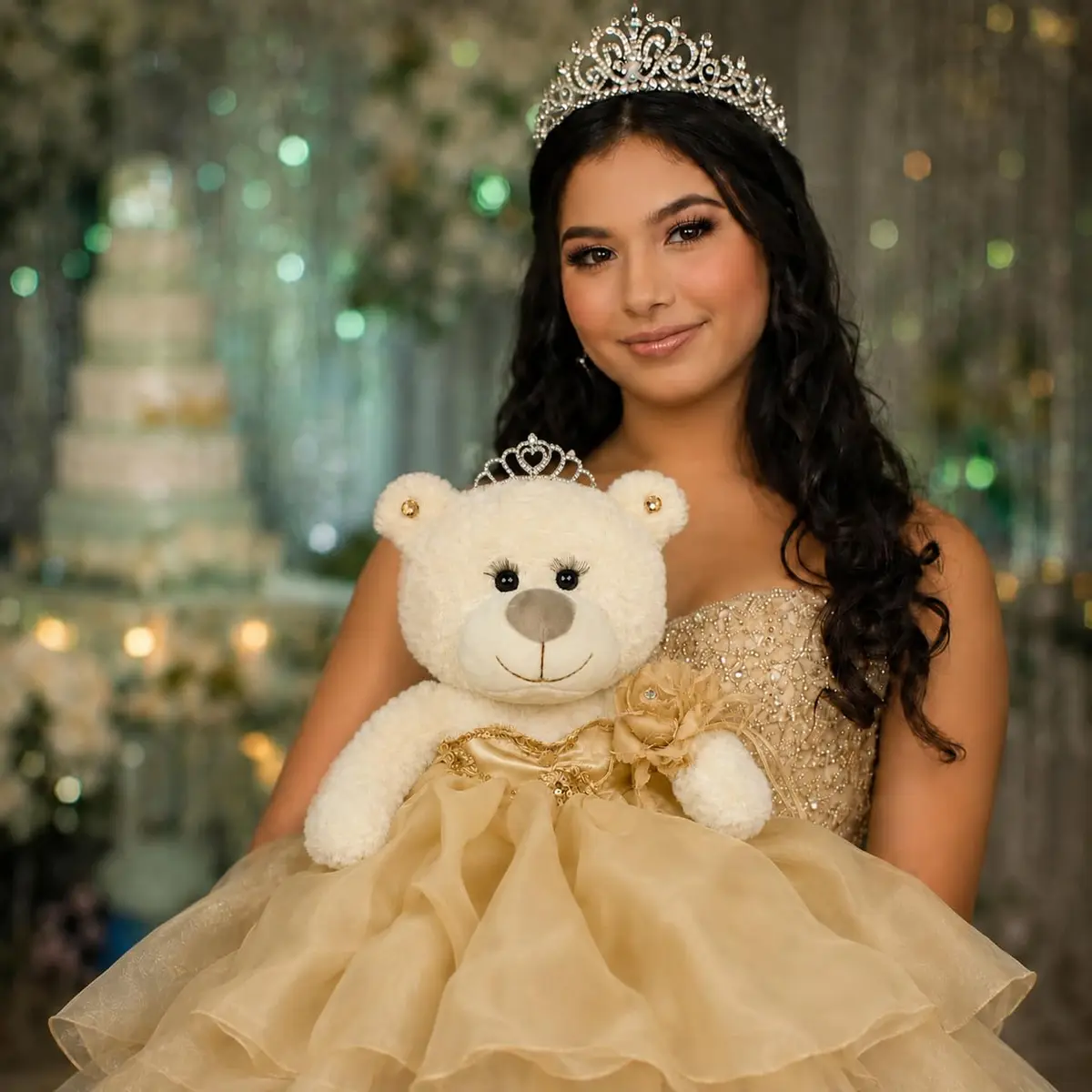 Kinnex Collections by Amanda 20" Quince Anos Quinceanera Teddy Bear with Dress | Elegant Quince Centerpiece for Celebrations - view 2