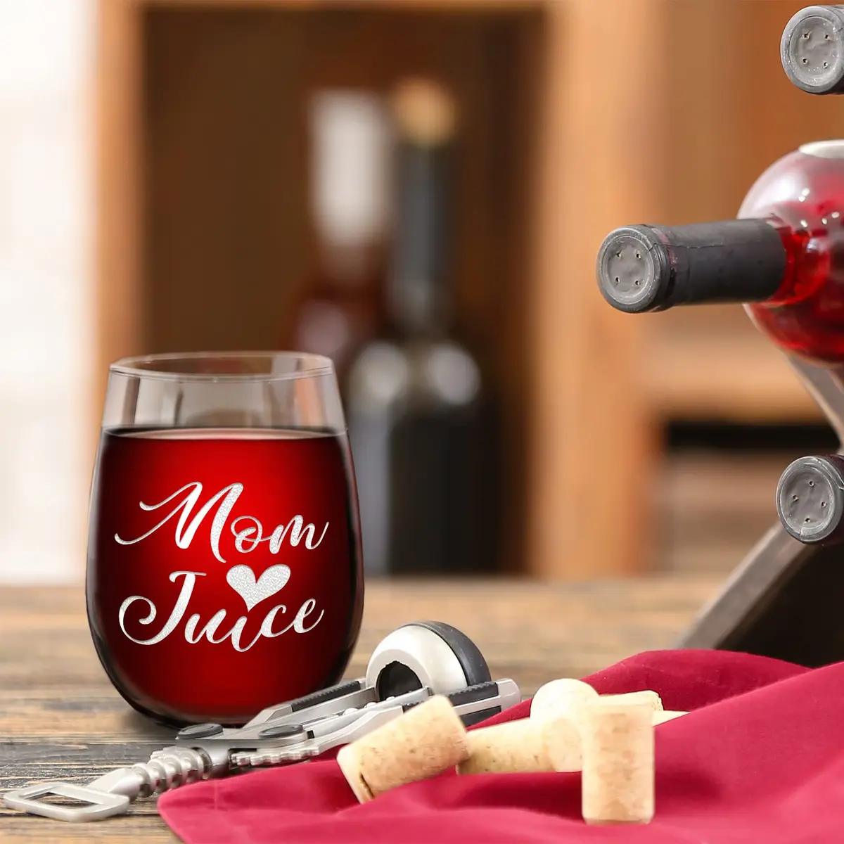 Cuptify Mom Juice 17 oz (493 ml) Stemless Wine Glass | Funny Unique Gift Idea for Women - view 6