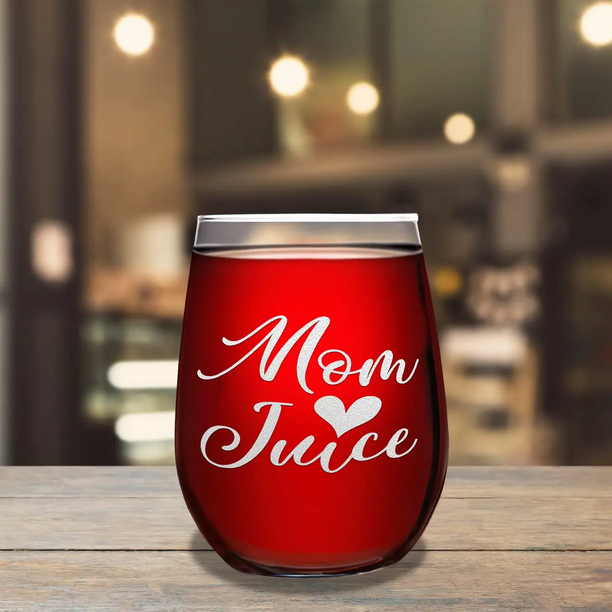 Cuptify Mom Juice 17 oz (493 ml) Stemless Wine Glass | Funny Unique Gift Idea for Women - view 3