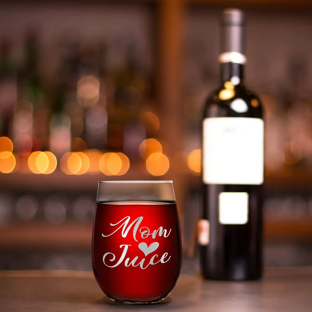Cuptify Mom Juice 17 oz (493 ml) Stemless Wine Glass | Funny Unique Gift Idea for Women - view 4