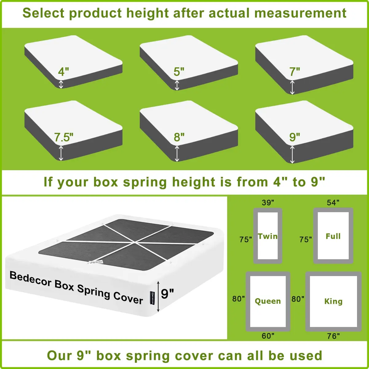 Bedecor White Box Spring Cover 4-9 Inch | Modern Elastic Wrap for Full/Full XL - view 4