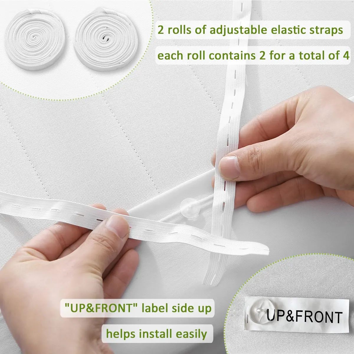 Bedecor White Box Spring Cover 4-9 Inch | Modern Elastic Wrap for Full/Full XL - view 5