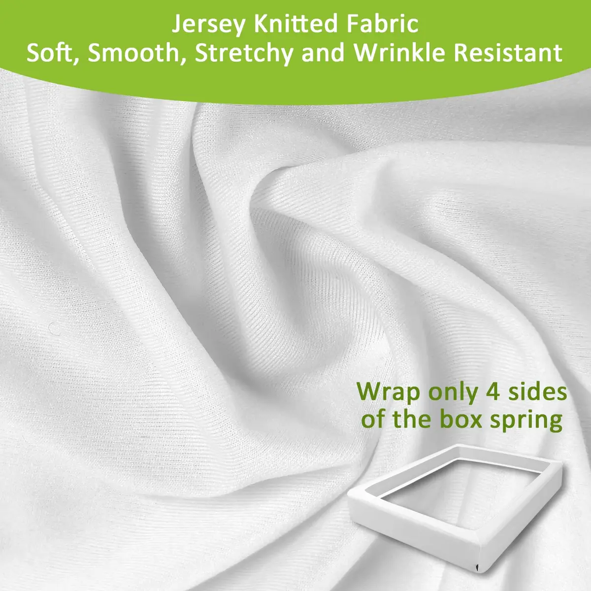 Bedecor White Box Spring Cover 4-9 Inch | Modern Elastic Wrap for Full/Full XL - view 2