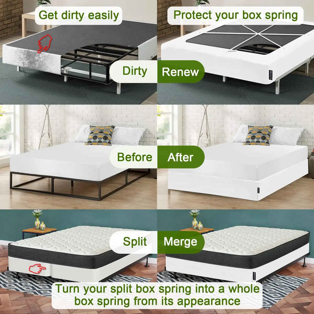 Bedecor White Box Spring Cover 4-9 Inch | Modern Elastic Wrap for Full/Full XL - view 3