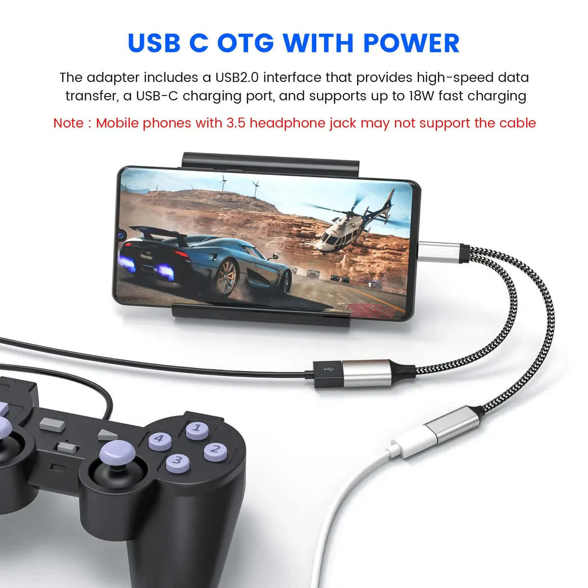 MOGOOD USB C OTG C to USB Splitter 12cm | 18W PD Charging & Data Transfer - view 3