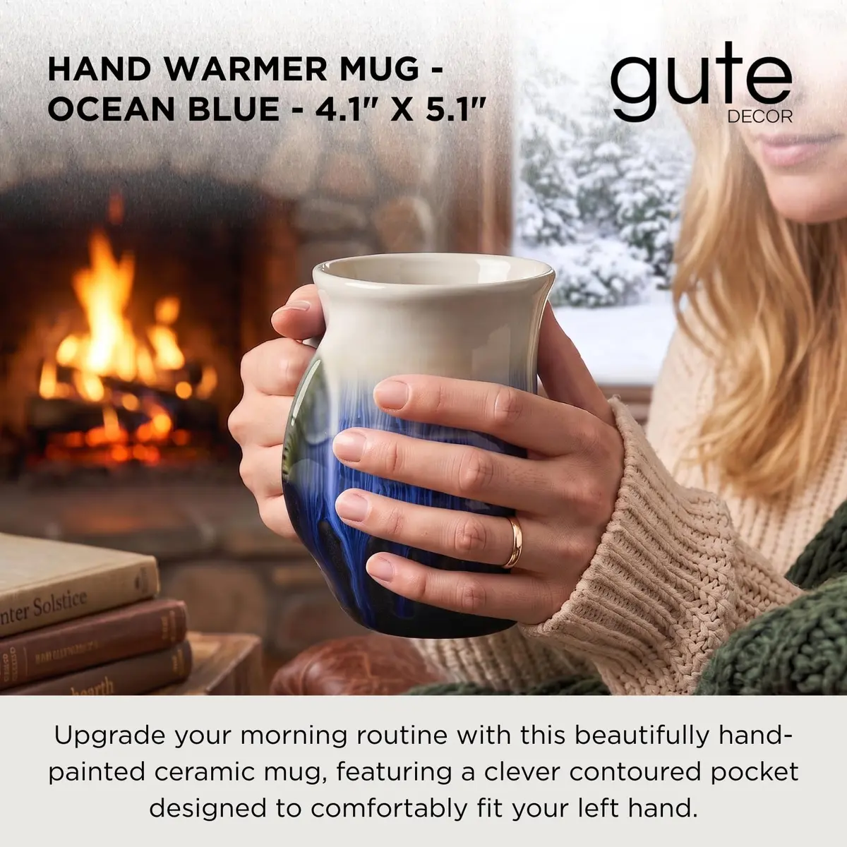 GUTE Hand Warmer Mug 14oz (414ml) | Cozy Ceramic Coffee Cup with Warm Pocket - view 2