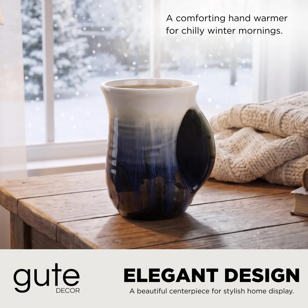 GUTE Hand Warmer Mug 14oz (414ml) | Cozy Ceramic Coffee Cup with Warm Pocket - view 3