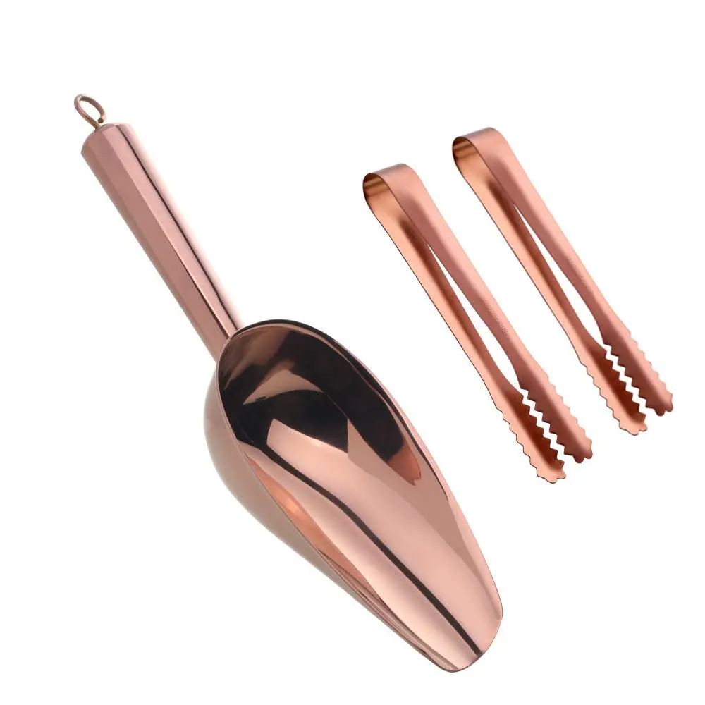 MAKABAKA Stainless Steel Ice Scoop & Tongs Set 6 Inches Rose Gold | Durable Food-Grade 304 - main product image