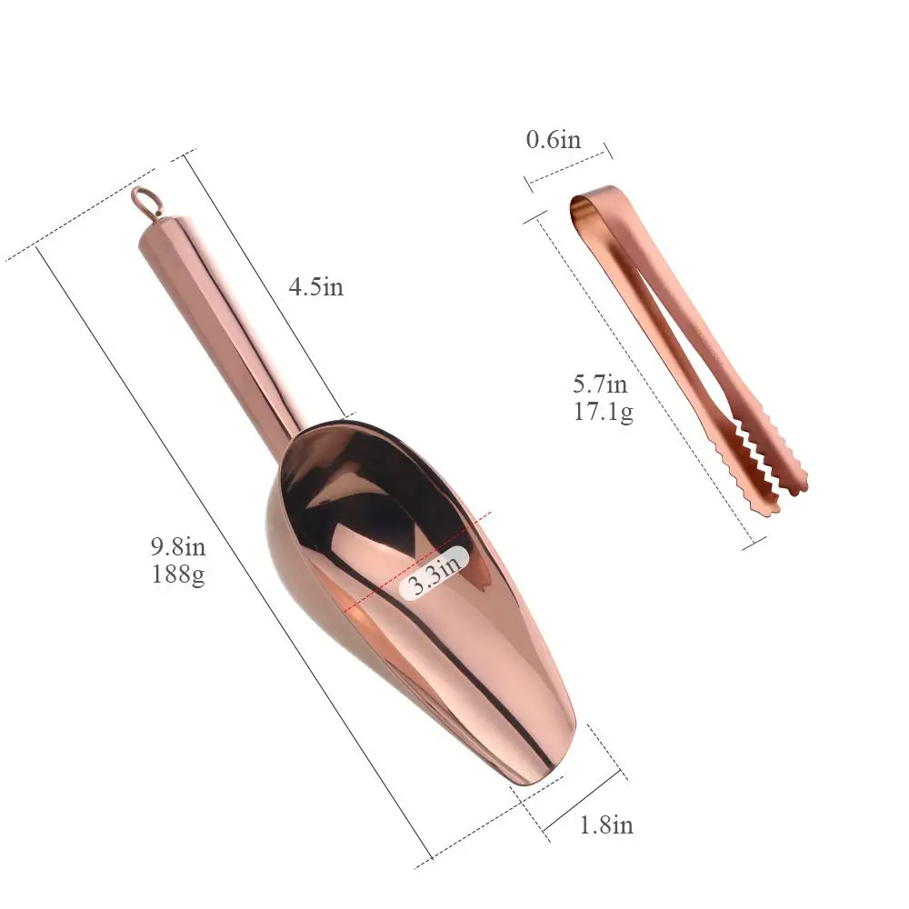 MAKABAKA Stainless Steel Ice Scoop & Tongs Set 6 Inches Rose Gold | Durable Food-Grade 304 - view 2