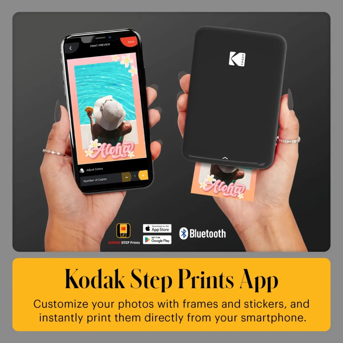 KODAK Step Instant Photo Printer Black | 2x3 inch (5.1x7.5 cm) Sticky-Back Photos - view 4