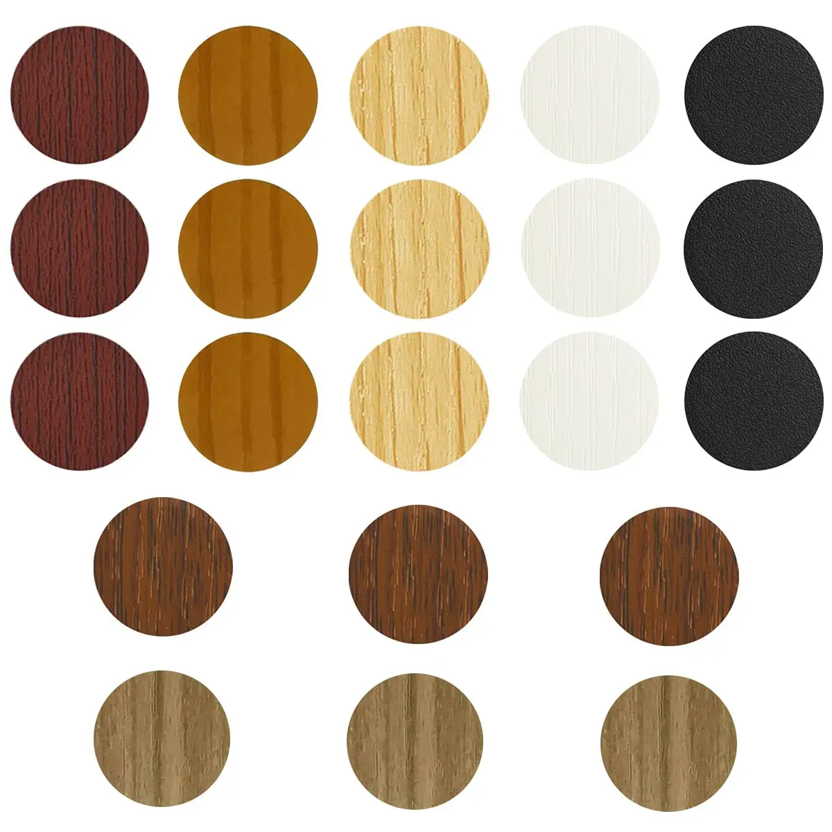 VIWIEU PVC Cover Caps Adhesive Screw Hole Stickers 378 PCS | Classic Wood Grain Finish - main product image