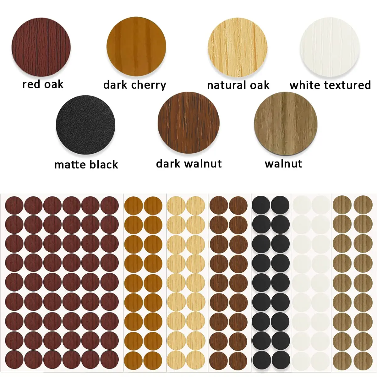 VIWIEU PVC Cover Caps Adhesive Screw Hole Stickers 378 PCS | Classic Wood Grain Finish - view 3