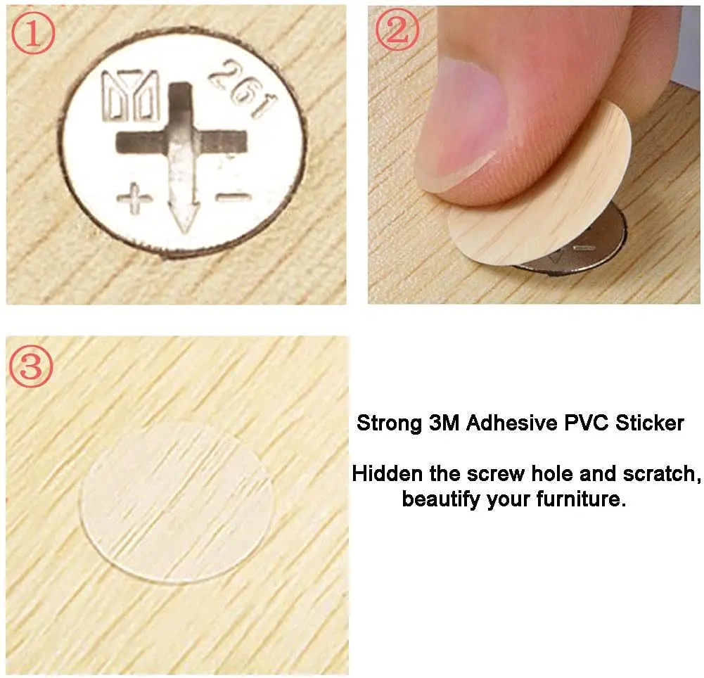 VIWIEU PVC Cover Caps Adhesive Screw Hole Stickers 378 PCS | Classic Wood Grain Finish - view 4
