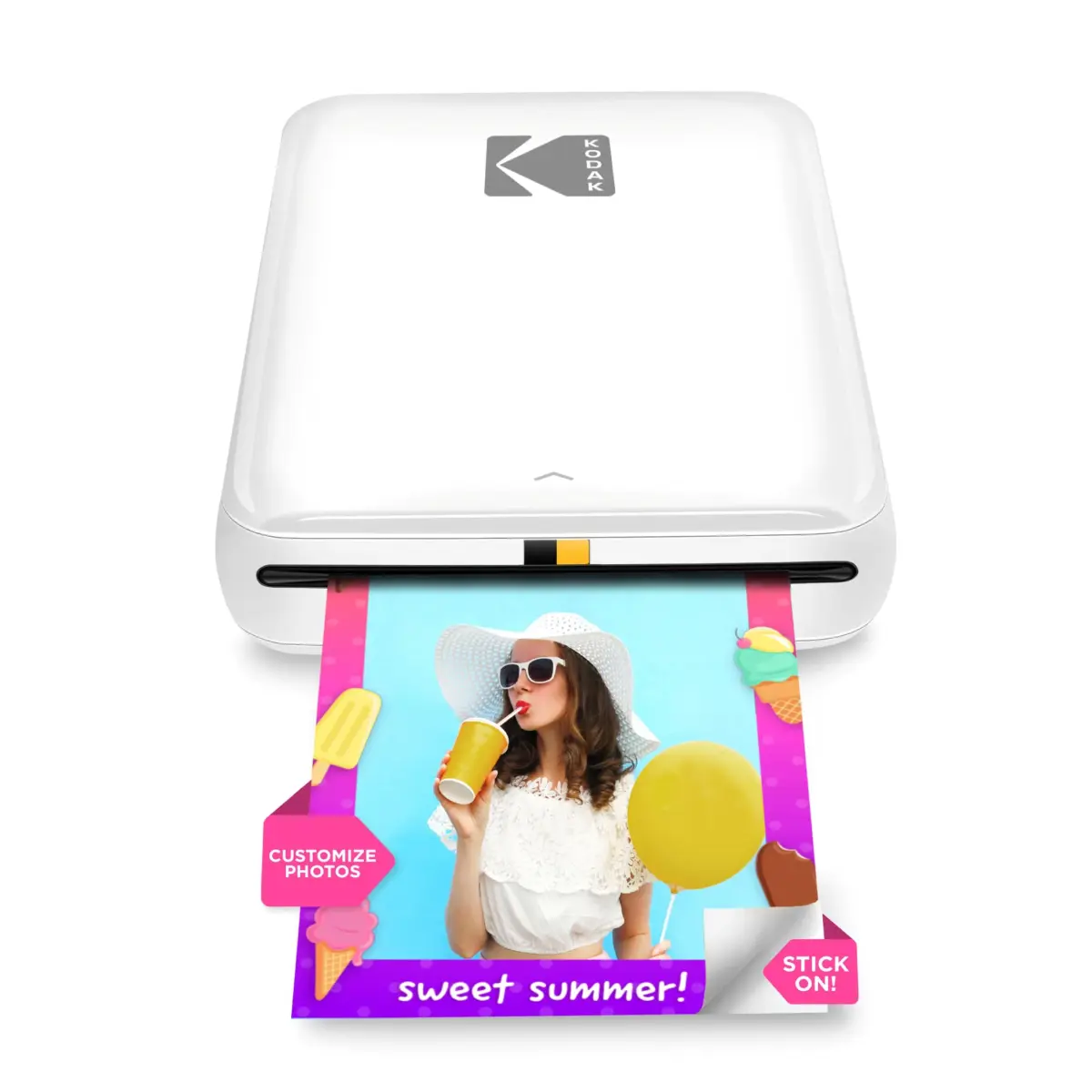 KODAK Step Instant Photo Printer, White | Bluetooth Wireless Mini Color Mobile Printer for iOS & Android, Zink 2x3” Sticky-Back Photos - main product image