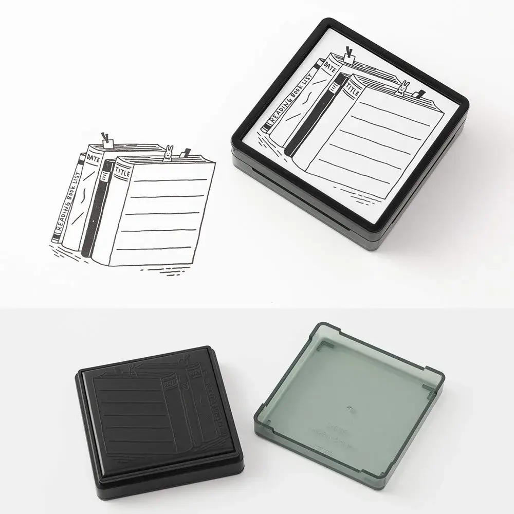 MIDORI Book Pattern Stamp | Penetrating Stamp with Oil-Based Black Ink, 61x61x19mm - view 3
