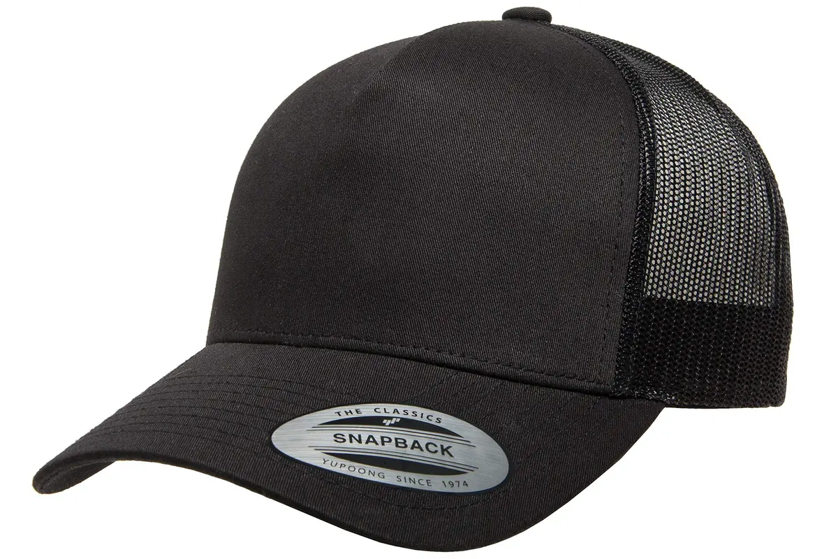Yupoong Men's YP Classics 5-Panel Retro Trucker Cap, Black, One Size - main product image