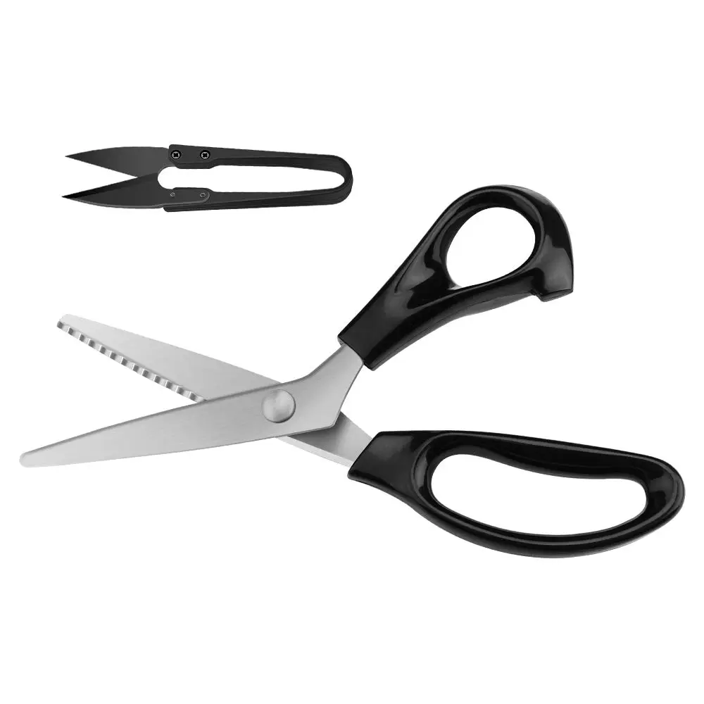 YAZEMKEL Pinking Shears for Fabric, Zig Zag Scissors, 9 Inch, Black | Ergonomic, Ultra-Sharp, Professional Craft Shears - main product image