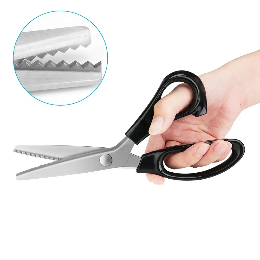 YAZEMKEL Pinking Shears for Fabric, Zig Zag Scissors, 9 Inch, Black | Ergonomic, Ultra-Sharp, Professional Craft Shears - view 2
