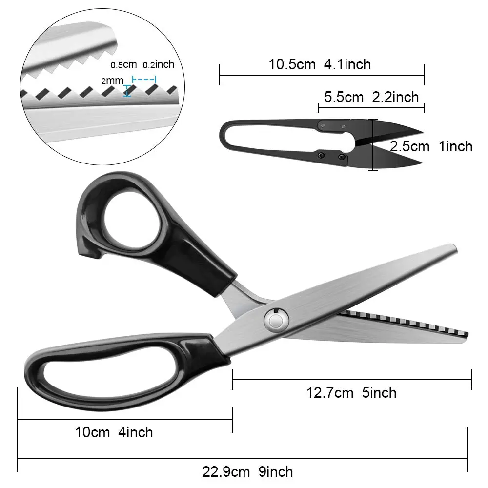 YAZEMKEL Pinking Shears for Fabric, Zig Zag Scissors, 9 Inch, Black | Ergonomic, Ultra-Sharp, Professional Craft Shears - view 3