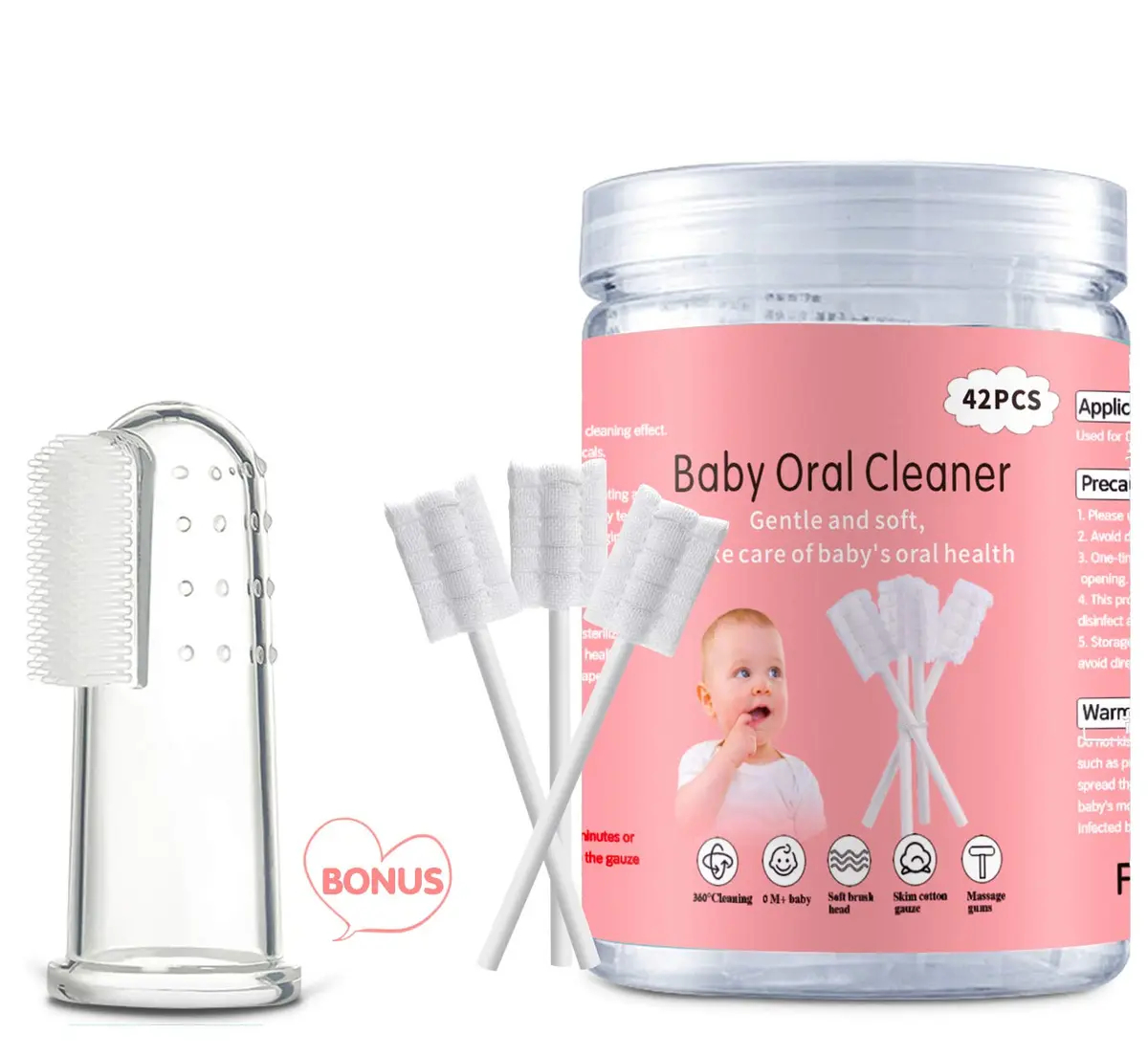 EASICUTI Baby Tongue Cleaner 42PCS | Gentle Disposable Gauze Baby Toothbrush for 0-36 Months - main product image