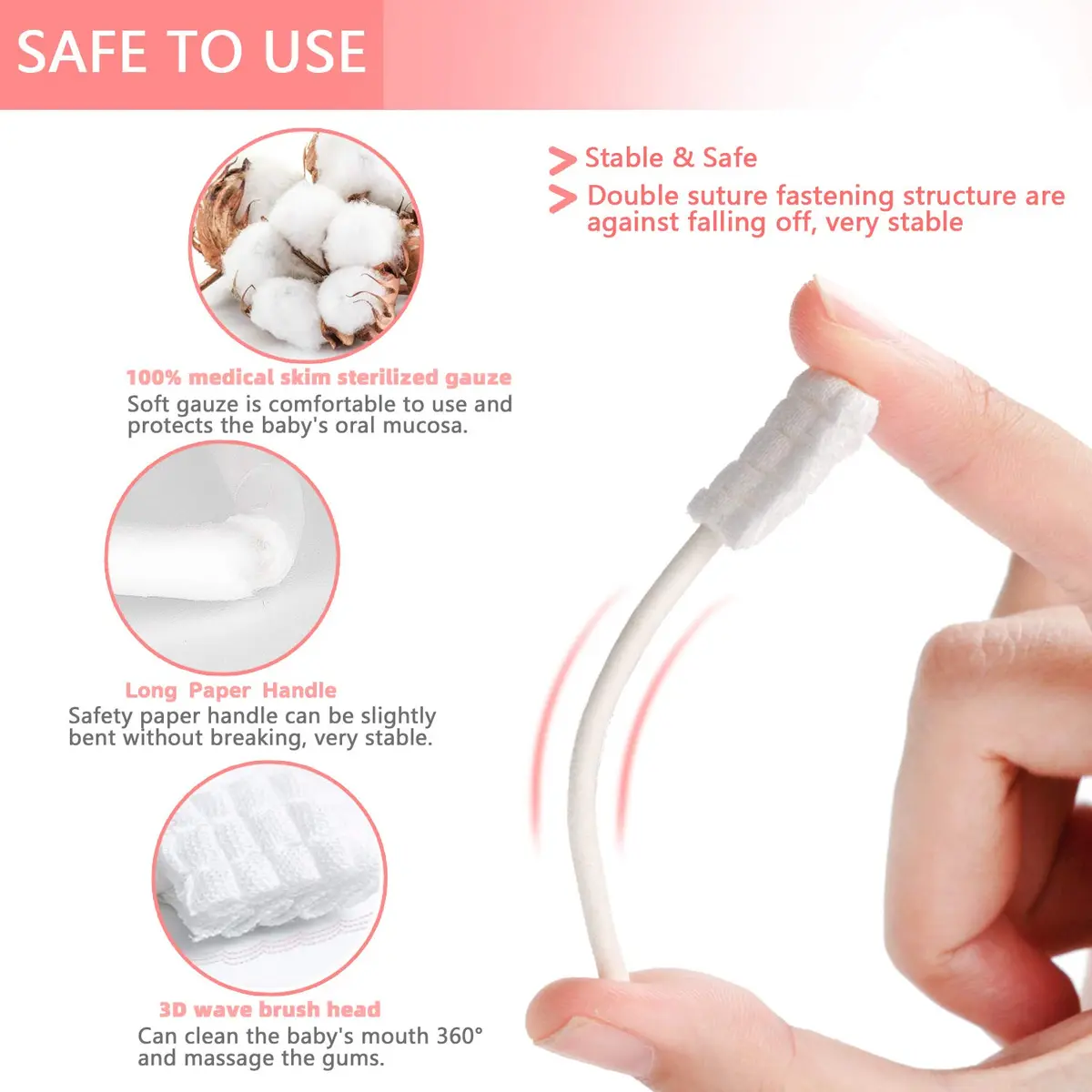 EASICUTI Baby Tongue Cleaner 42PCS | Gentle Disposable Gauze Baby Toothbrush for 0-36 Months - view 2