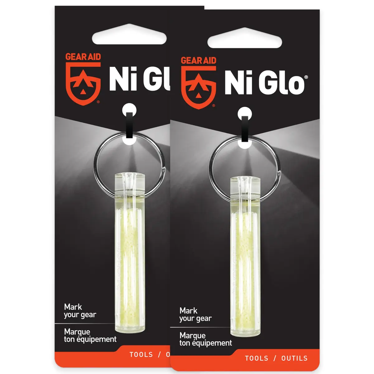GEAR AID Ni Glo Rechargeable Glowing Keychain 2 Pack | Glows 25 ft for 2 Hours - main product image