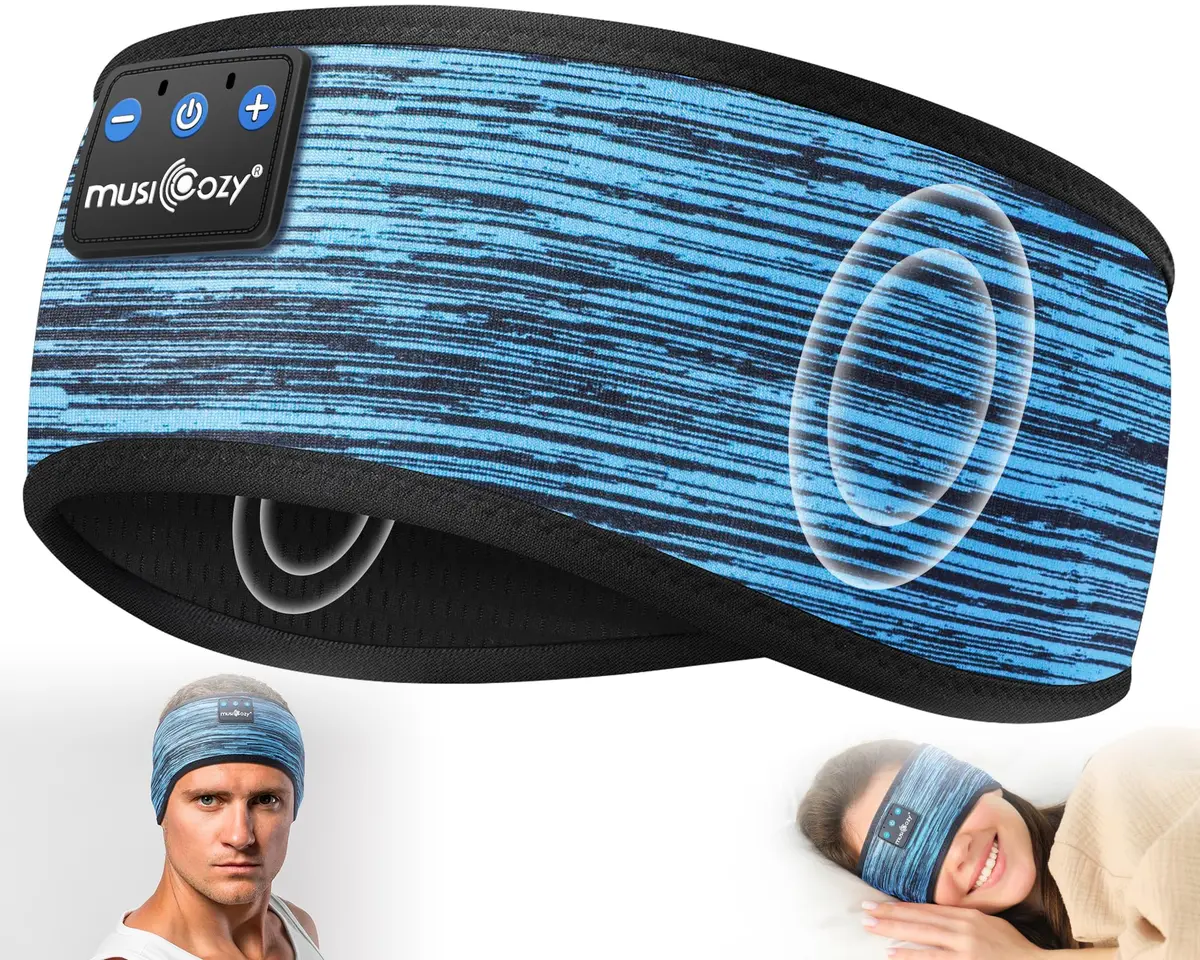 MUSICOZY Bluetooth Headband Headphones for Side Sleepers | 15-Hour Playtime, Washable Fabric - main product image