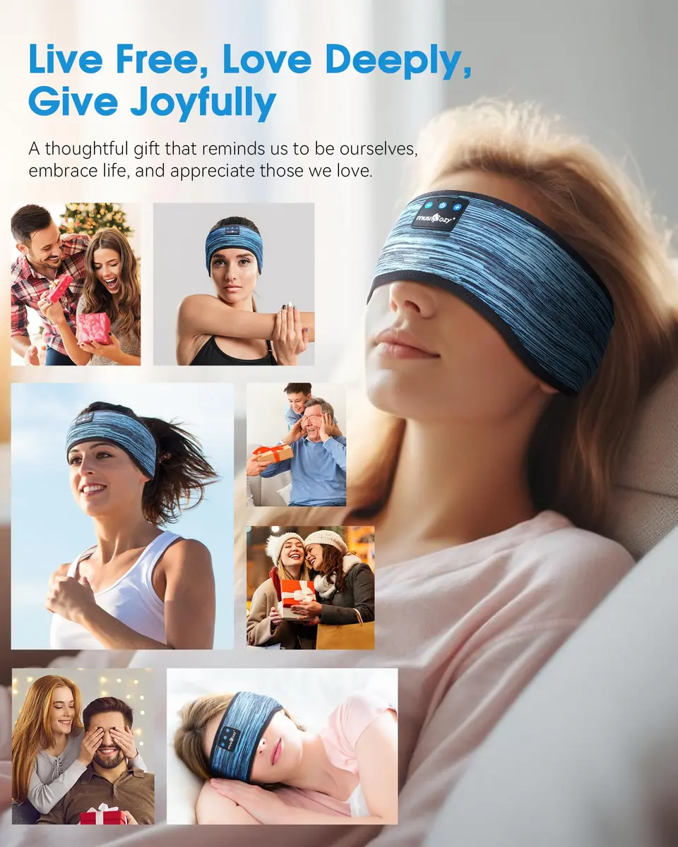 MUSICOZY Bluetooth Headband Headphones for Side Sleepers | 15-Hour Playtime, Washable Fabric - view 7