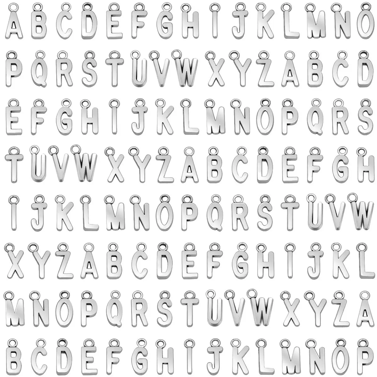SANNIX Alphabet ABC Letter Charms Silver Capital A-Z 0.6"-0.7" | DIY Jewelry - main product image