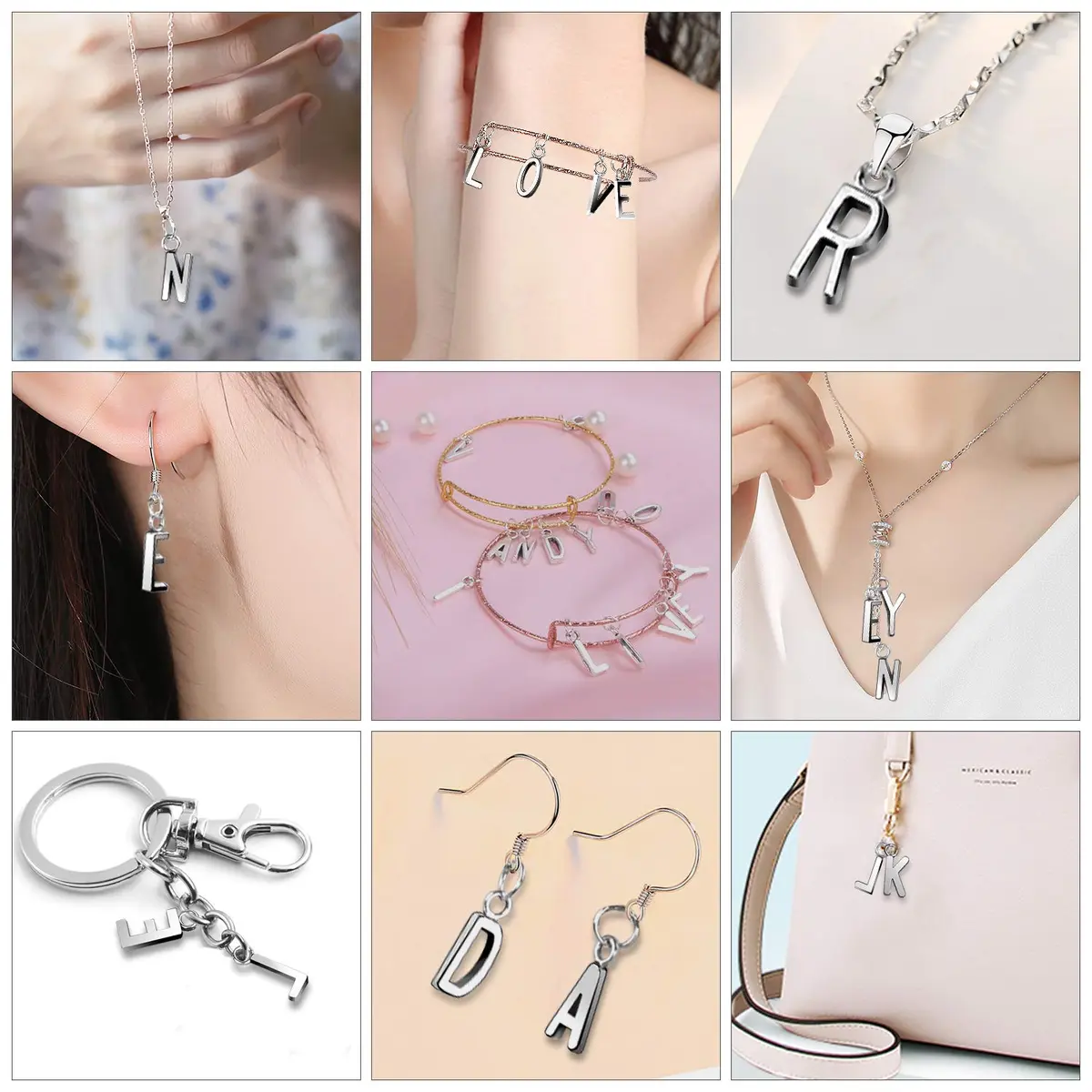 SANNIX Alphabet ABC Letter Charms Silver Capital A-Z 0.6"-0.7" | DIY Jewelry - view 7